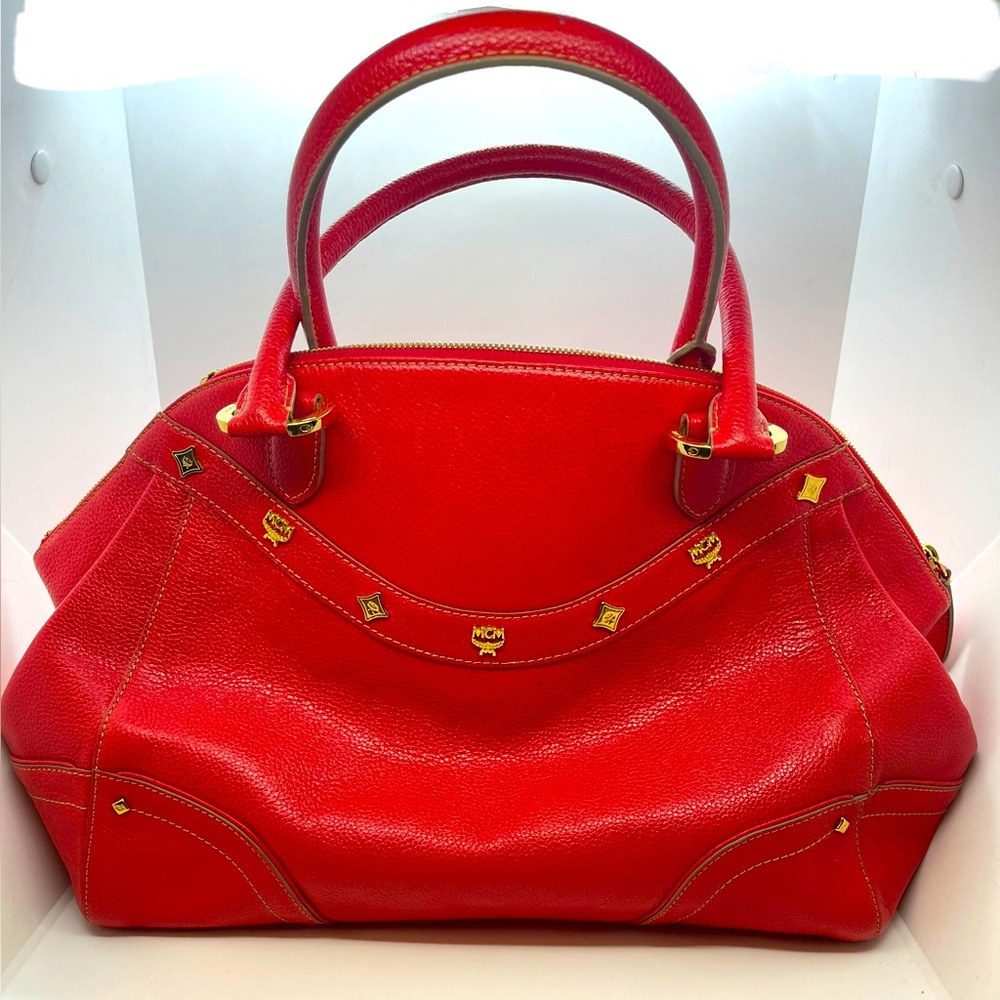MCM RED LEATHER BAG